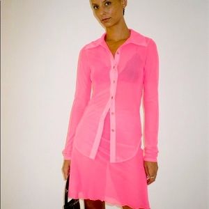 Priscavera button up mesh top in guava. Worn once!